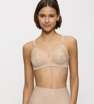 Triumph B&uuml;gelloser BH TRIUMPH Doreen + Cotton 01 N, Damen, Gr. 100, Cup C, beige (natur), Microtouch, Obermaterial: 35% Polyester, 29% Polyamid, 22% Baumwolle