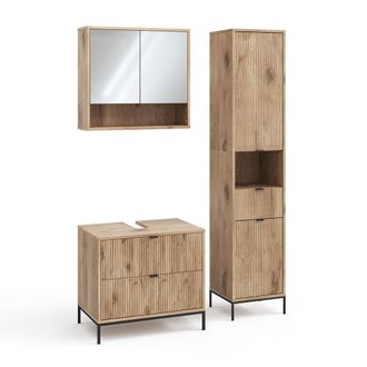 Vicco Juego De Muebles De Ba&ntilde;o De 3 Piezas Eliza, Roble Vikingo, 3 Partes, Vicco