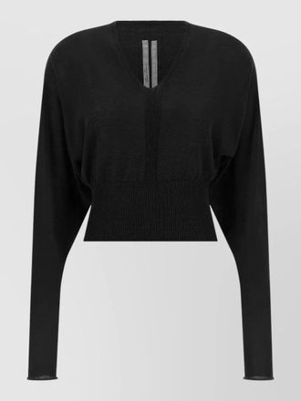 Rick Owens cropped knit top long sleeves v neckline