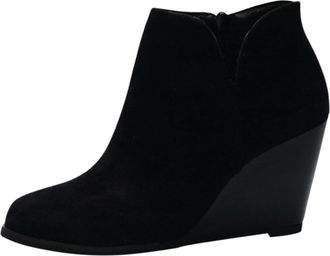 Generic Boots for Women UK Casual Synthetic Fur Ankle Boots Stylish Suede Wedge Zipper Shoes Leisure Round Toe Walking Boots Chelsea Waterproof Boots