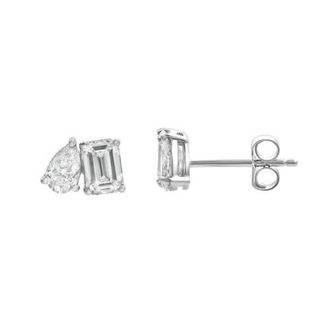 LuvMyJewelry Valessa 14K Gold Lab Grown Diamond Toi Et Moi Earrings - 1.5 Ct in 14K White Gold at Nordstrom