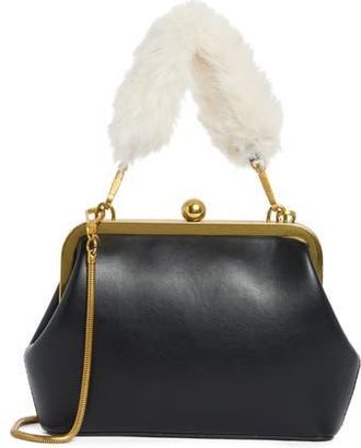BCBGeneration Faux Fur Top Handle Frame Clutch in Black at Nordstrom Rack