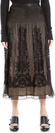 Max Studio Floral Jacquard Overlay Midi Skirt in Black/Nude at Nordstrom Rack, Size X-Large