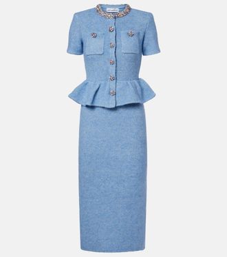 Self Portrait Embellished knitted midi dress