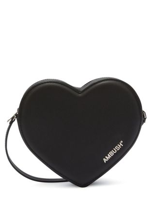 AMBUSH Heart leather crossbody bag - unisex - Polyester/Polyurethane/Bovine Split Leather - OS - Black