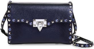 Valentino Garavani Small Rockstud Shoulder Bag in Navy at Nordstrom