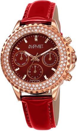 August Steiner Quartz Diamond Red Dial Ladies Watch AS8267RD