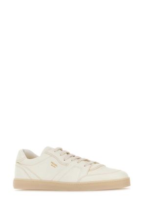 Prada Mens White Leather Sneakers Avorio