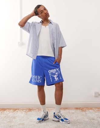 Obey Easy Cosmic Dreams - Pantaloncini blu in rete