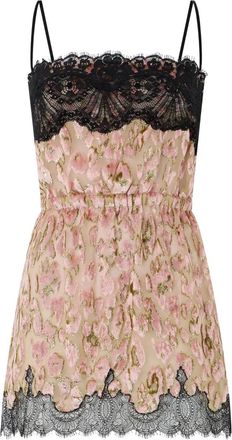 Roberto Cavalli Abito in velluto con bordo in pizzo - Rosa