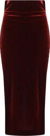 Alberta Ferretti Falda Midi de Terciopelo - Skirts - Mujer - Rojo - XS