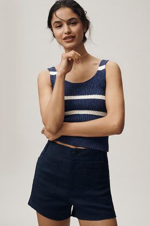 Maeve Colette European Linen Stretch High-Rise Shorts