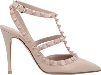 Valentino Schoenen, Dames, Beige, 40 EU, Leer, Rockstud Ankelband Pump
