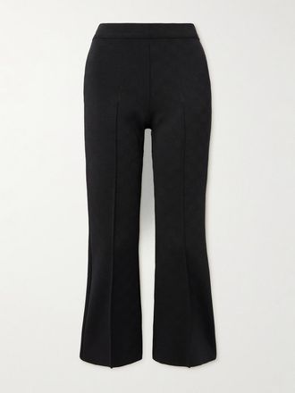 High Sport Pantaloni Svasati In Tessuto Stretch A Quadri Nsfw Crop Kick - Nero