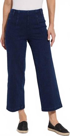Lyss&eacute; Layton Wide Leg Cropped Jeans In Dark Denim