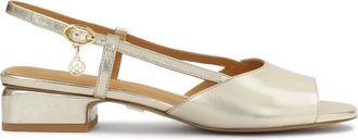 Kazar Elegante gouden sandalen met hielband - Dames - Sandalen met hakken - Geel - 39 EU - Leer - Schoenen