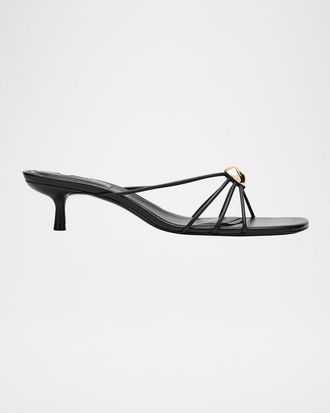 SIMKHAI Amaya Strappy Leather Kitten-Heel Sandals