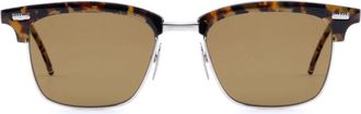 Thom Browne Elegante Rechthoekige Clubmaster Zonnebril - Heren - Zonnebrillen - Bruin - ONE Size - Accessoires