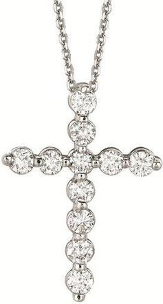 Allurez Lab Diamond Cross Pendant Necklace in 14k in 1.01Ct/white Gold at Nordstrom, Size 18
