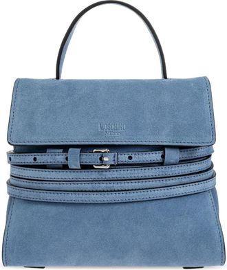 Moschino Tie Me Suede Bag - Dames - Handtassen - Blauw - ONE Size - Katoen - Tassen