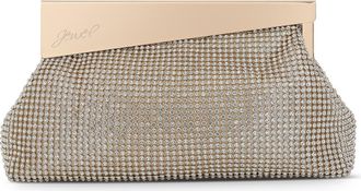 Badgley Mischka Ivy Asymmetrical Crystal Pouch Clutch in Gold at Nordstrom, Size Small