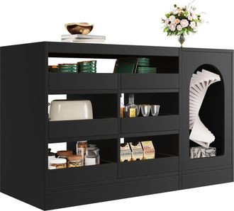 STILVORA Aparador Con 6 Cajones Y Led, En Mdf, Negro, Para Sal&oacute;n Comedor O Dormitorio, 120 X 40 X 75 Cm