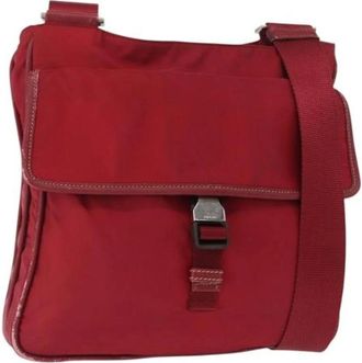 Prada Pre-owned Cross Body Bags, female, Red, Size: ONE SIZE Pre-owned Nylon Cross Body Bag