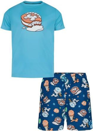 Under Armour Kids Ice Cream Rashguard & Swim Trunks Set in Fresco Blue at Nordstrom, Size 4T