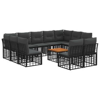 vidaXL Conjunto De Sof&aacute;s De Exterior 12 Pcs Negro Y Gris Oscuro Vidaxl