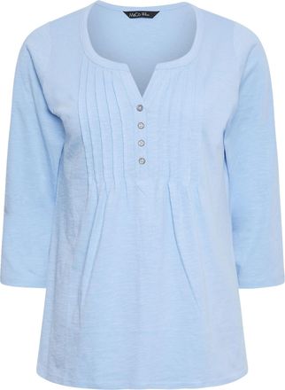 M&Co Womens Light Blue Cotton Henley Top - Womens