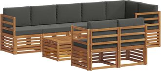 vidaXL Conjunto De Sof&aacute;s De Exterior 9 Uds. Natural Y Antracita Vidaxl