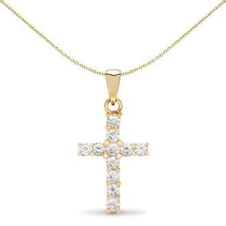 Jewelco London 18ct Gold 0.5ct Diamond Eternity Cross Pendant - 18X022