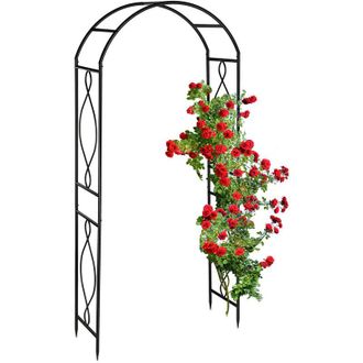 Relaxdays Relaxdays - Arco Jard&iacute;n Met&aacute;lico, Soporte Trepadoras, Dise&ntilde;o Redondo, 230 X 100 X 40 Cm, Tutor Plantas Enredaderas, Negro