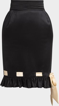 Valentino Garavani Ribbon Ruffle Hem Double Satin Skirt