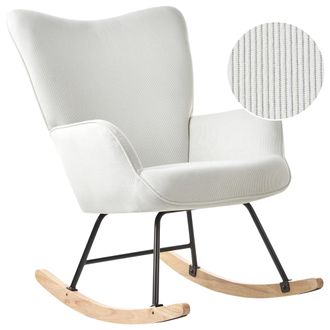 Beliani Beliani - Sill&oacute;n Mecedora De Pana C&oacute;modo Respaldo Ancho Con Reposabrazos Patas De Metal Negras Sal&oacute;n Dormitorio Blanco Crema Arset