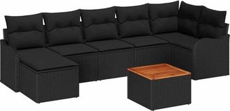 vidaXL Garden Sofa Set with Storage 8 pcs Black Poly Rattan vidaXL
