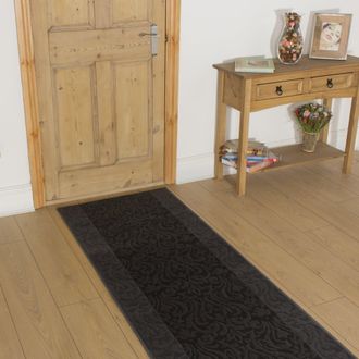 Runrug Hallway Carpet Runner Rug - Soft & Comfy, 9mm - Baroque in Grey | Size: 70 cm x 360 cm