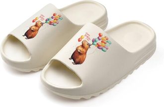 Generic Capybara Happy Birthday Slides for Women Men Soft Thick Bottom Coconut Slippers Sandals for Bathroom Beach