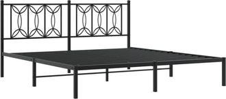 vidaXL Metal Bed Frame without Mattress with Headboard Black 180x200cm Vidaxl