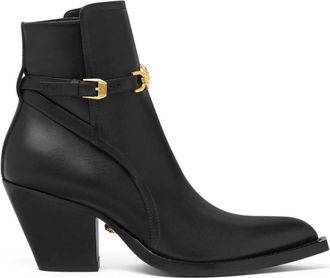 Versace Black Leather Ankle Boots