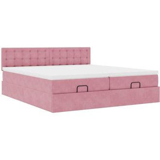 vidaXL Estructura De Cama Otomana Colchones Terciopelo Rosa 200x200cm Vidaxl