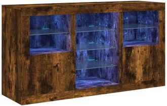 vidaXL Vidaxl - Aparador Con Luces Led Roble Ahumado 123x37x67 Cm