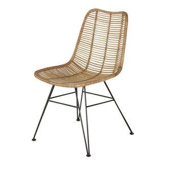 Maisons du monde Silla de mimbre y acero negro