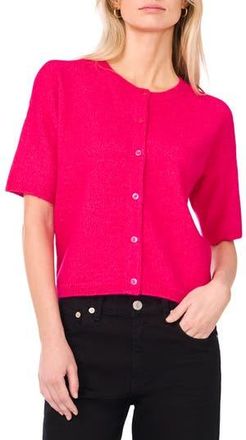 Vince Camuto Short Sleeve Cardigan in Electric Pink at Nordstrom Rack, Size X-Small