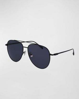Ferragamo Mens Gancini Evolution Metal Aviator Sunglasses