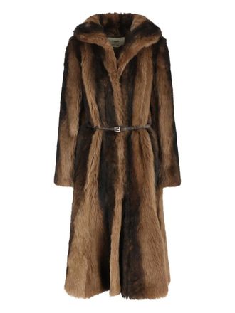 Fendi shearling coat - Brown