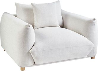 Beliani Beliani - Armchair Living Room Seating Backrest Fabric Upholstery Wooden Legs Off-White Luvos