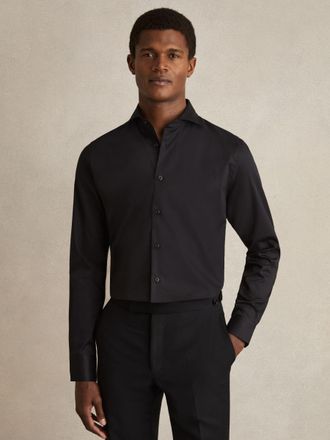 Reiss Storm Slim Fit Cotton Double-cuff Shirt, 165, Black