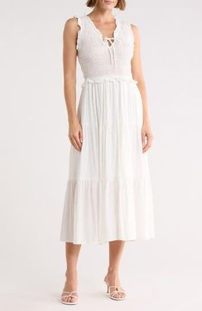 Blu Pepper Smocked Tiered Dress in Off White at Nordstrom Rack, Size Medium