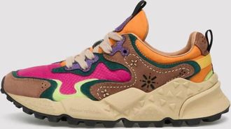 Flower Mountain Womens Rulis Squared Sneakers In Light Brown/ Bordeaux/ Lime